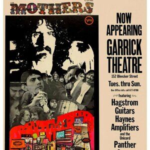 frank zappa & mothers garrick theater nyc 1967 poster reprint - absolutely free